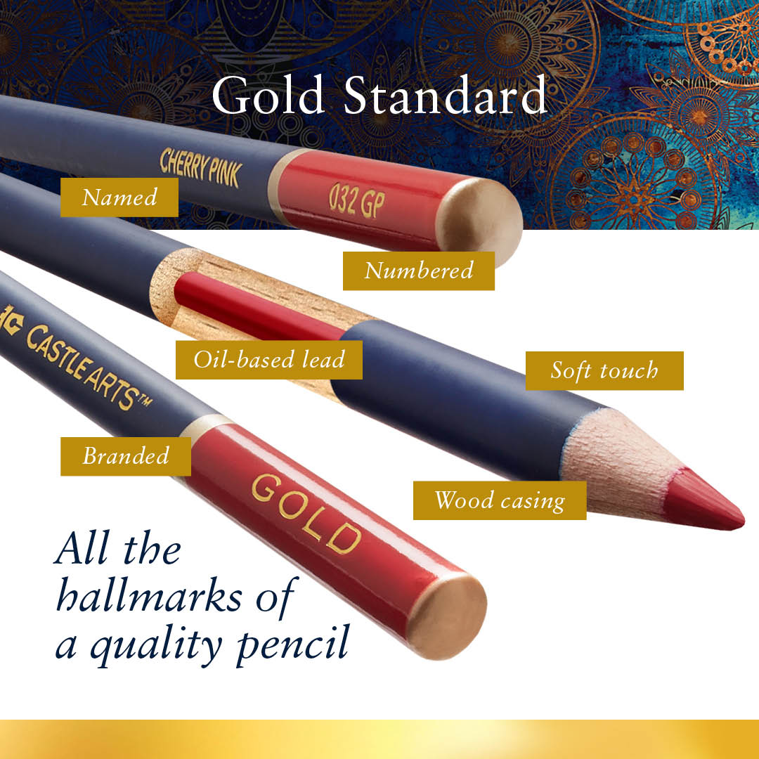 72 Piece Castle Gold Coloured Pencil Set in Zip Up Case