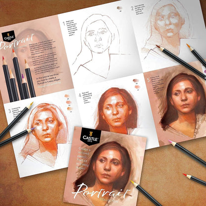 Juego de lápices de colores para retratos de 24 piezas y paquete de artista de 2 cuadernos de bocetos