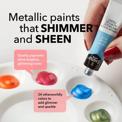 24 Teiliges Metallic Acrylfarben Set