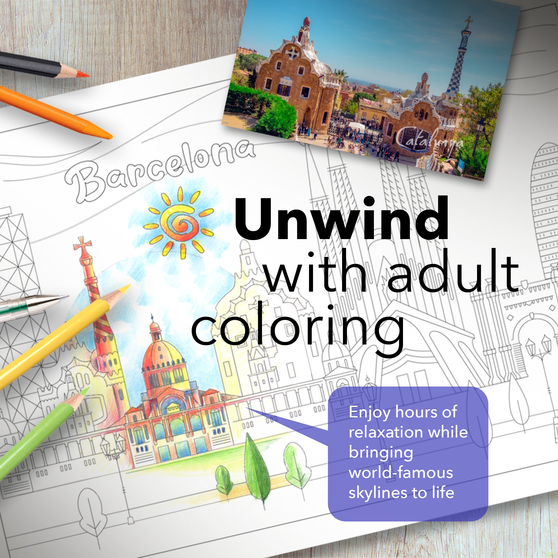 Libro para colorear de paisajes urbanos escénicos imprimibles [Descarga digital]