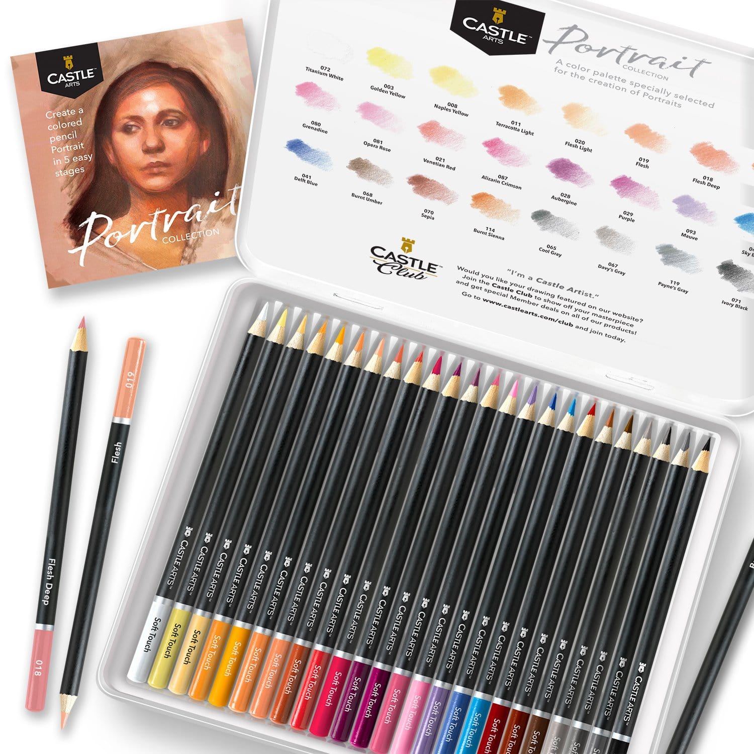 48 Piece Portrait & Botanical Coloured Pencils Palette Bundle