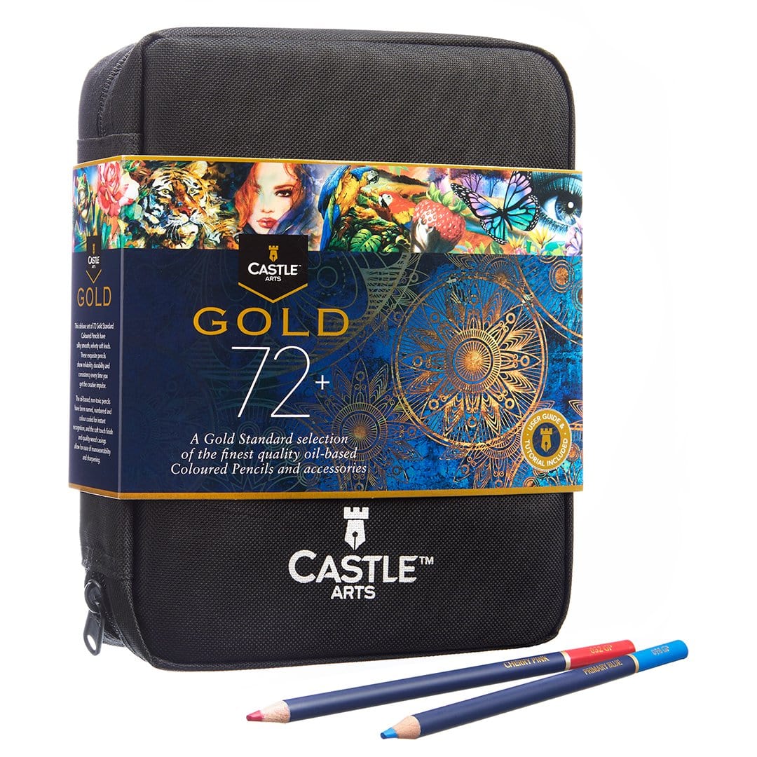 72-częściowy <tc>Castle Gold</tc> zestaw kolorowych ołówków w zamykanym etui