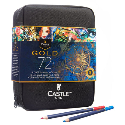 Set di matite colorate <tc>Castle Gold</tc> da 72 pezzi in astuccio con cerniera